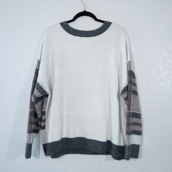 New Evri Gray Checked Boxy Acrylic Blend Sweater Size‎ 2X - Picture 5 of 5